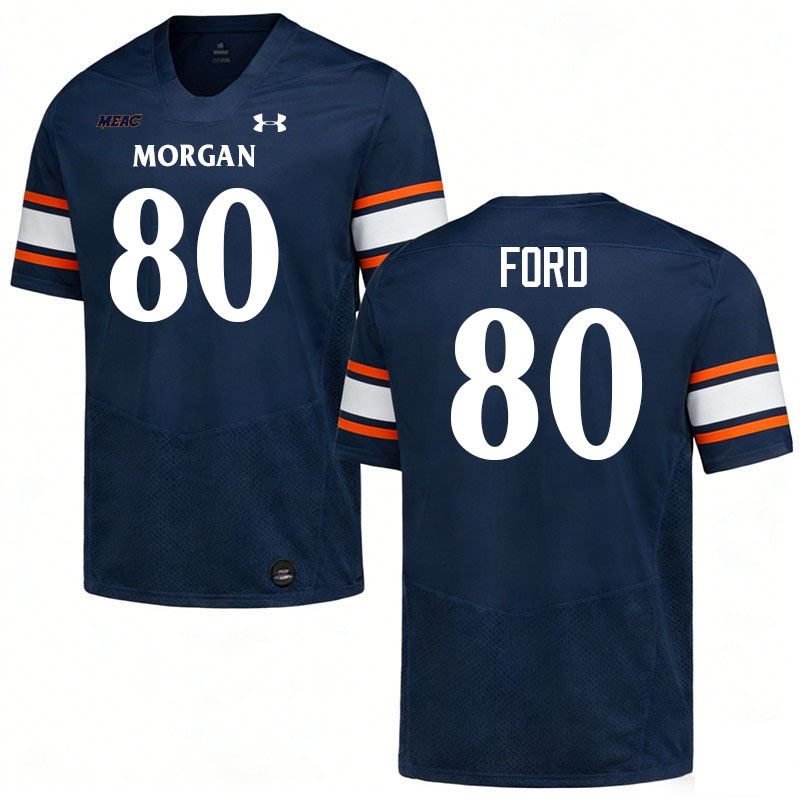 Morgan State Bears #80 Len Ford College Football Jerseys,Uniforms Stitched-Navy